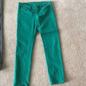 Green skinny jeans